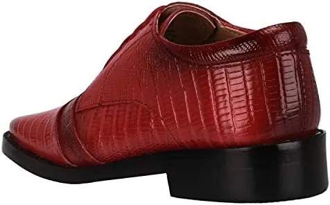 LIBERTYZENO Boys Lizard Print Genuine Leather Kids & Toddlers Lace Up Oxford Dress Shoes for Prom Graduation