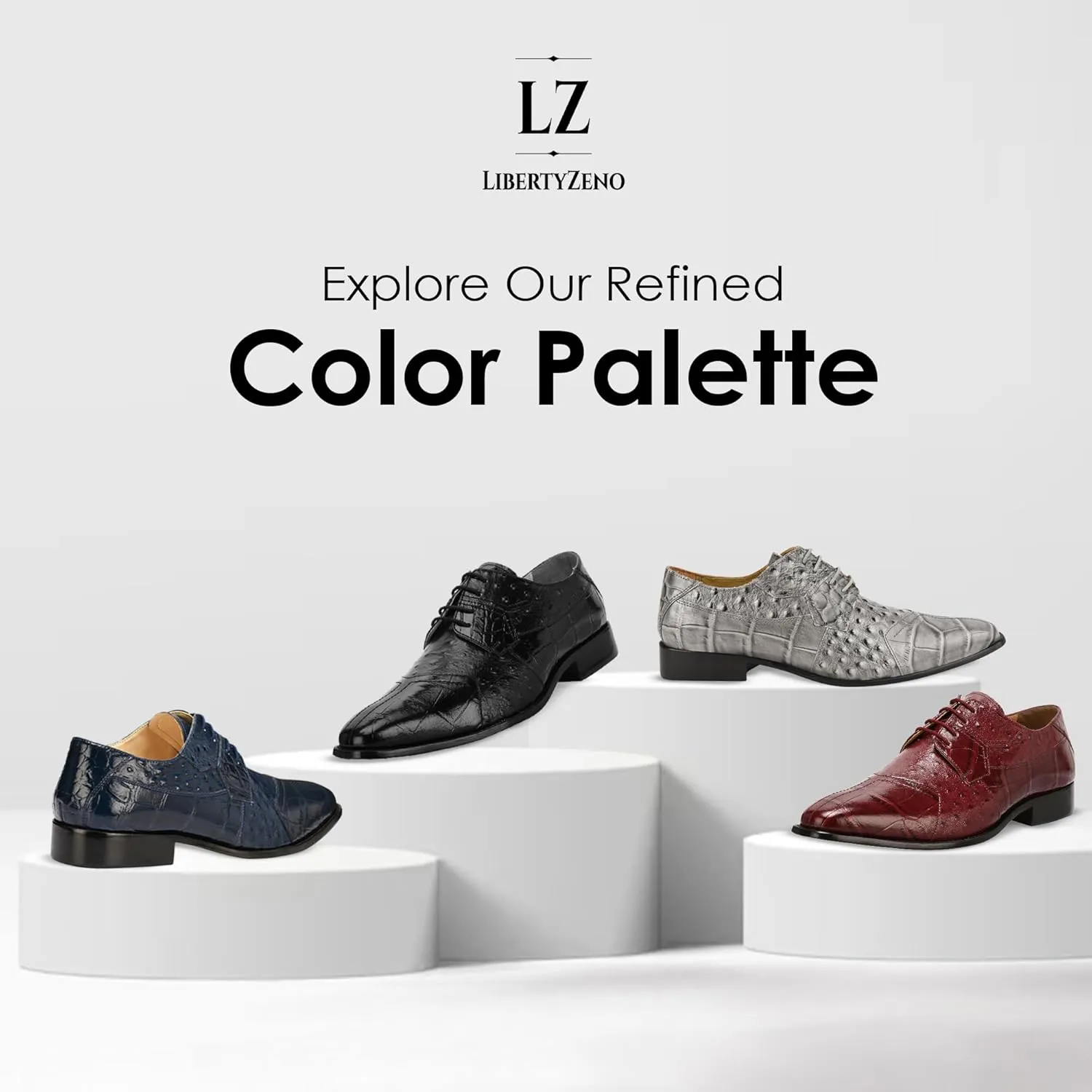 LIBERTYZENO Mens Wingtip Brogue Genuine Leather Adults Lace Up Oxford Dress Shoes for Easter Gift LS-1105