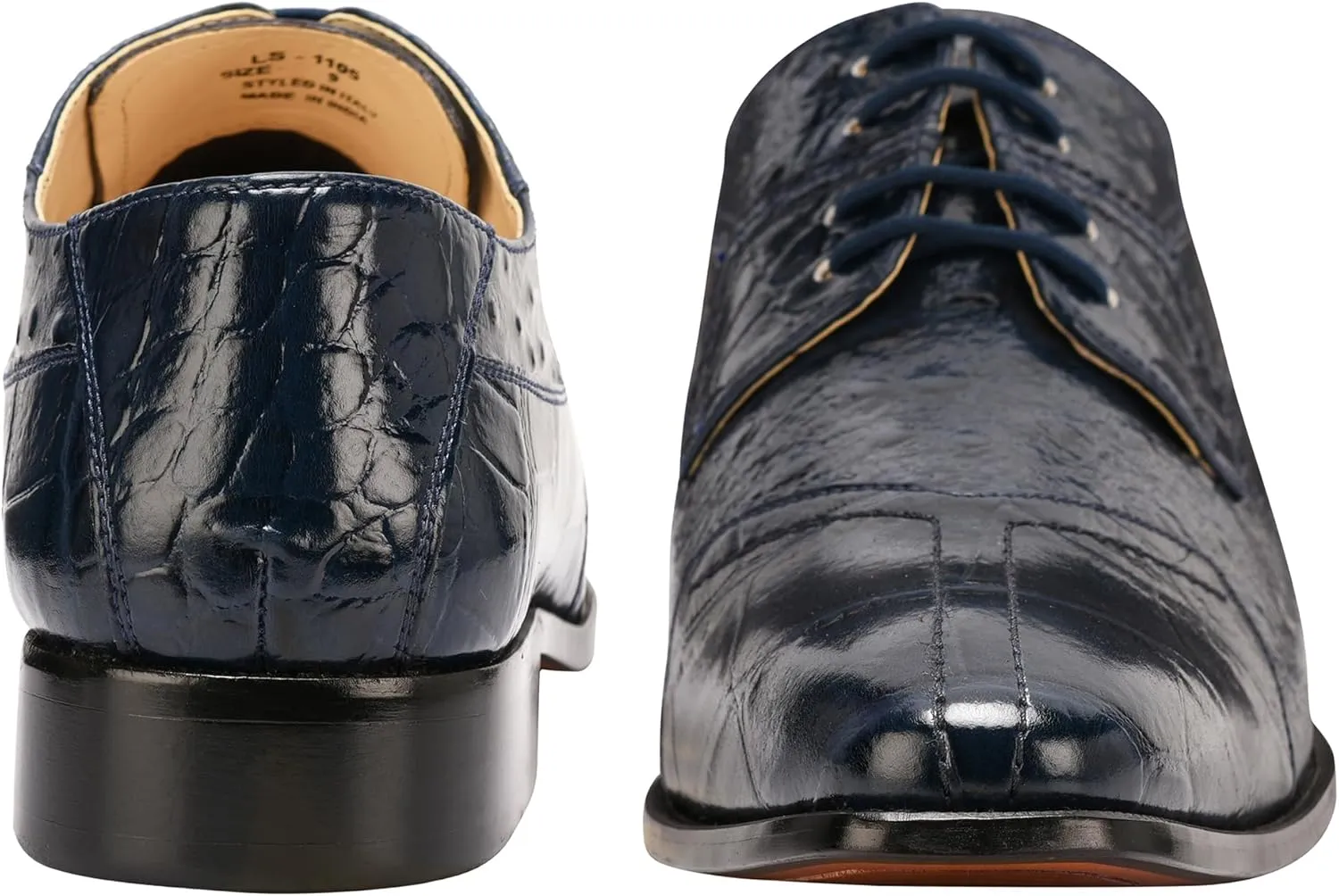 LIBERTYZENO Mens Wingtip Brogue Genuine Leather Adults Lace Up Oxford Dress Shoes for Easter Gift LS-1105