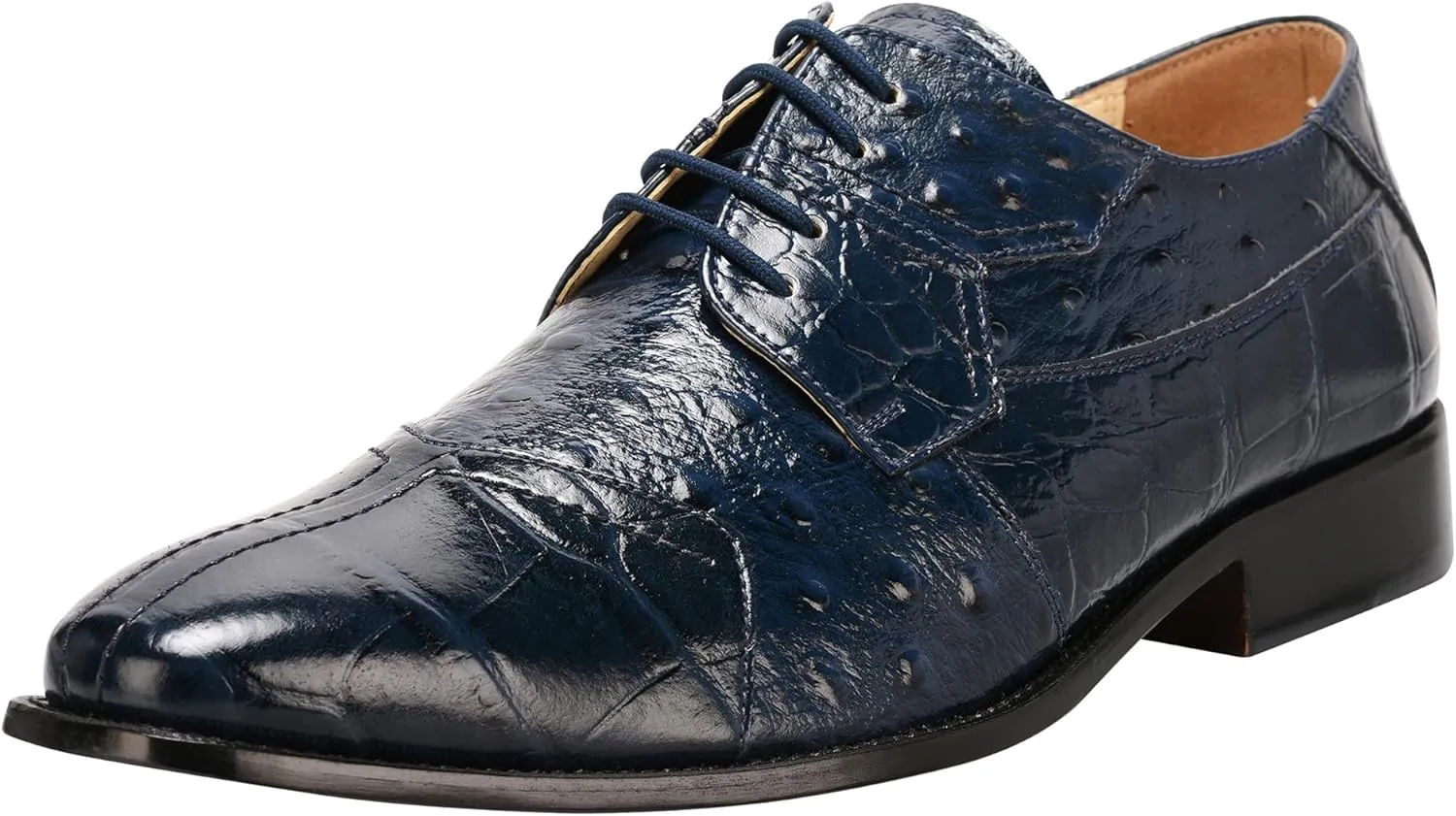 LIBERTYZENO Mens Wingtip Brogue Genuine Leather Adults Lace Up Oxford Dress Shoes for Easter Gift LS-1105