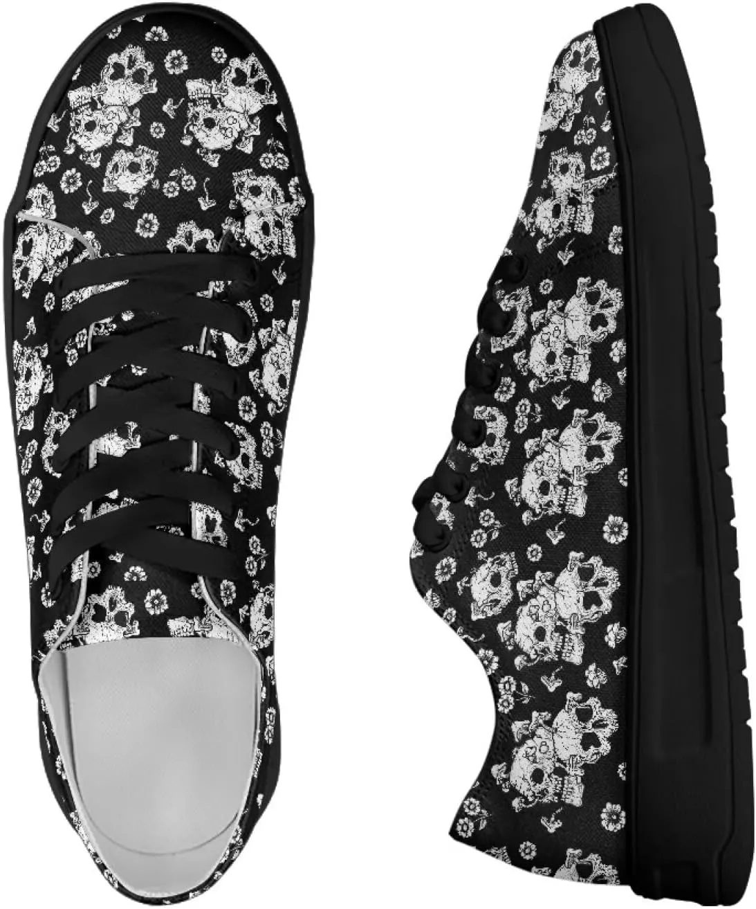 Low-Top Slip Ons Sneakers Canvas Women Black Platform Canvas Shoes Trendy Slip Ons Barefoot Shoes Fit Comfort 5.5-13.5