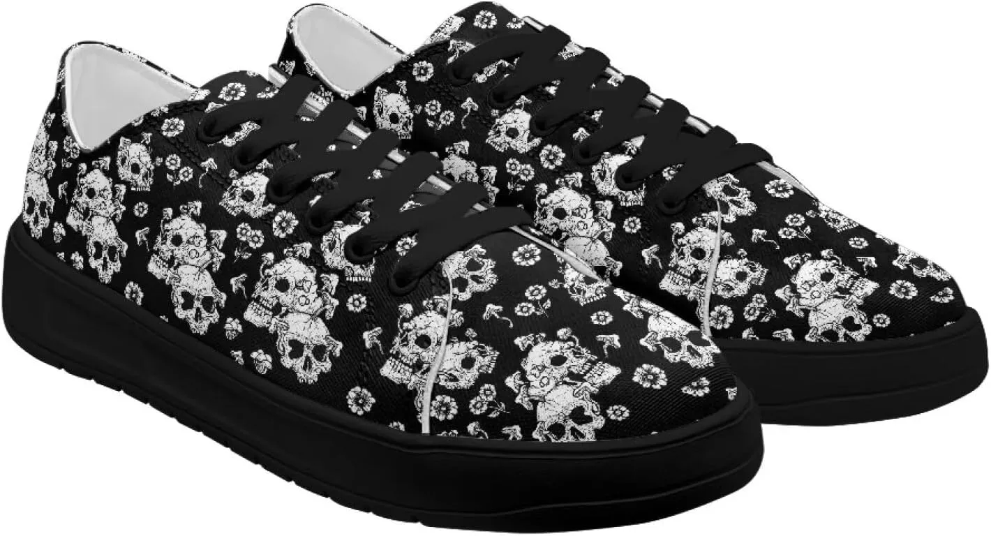 Low-Top Slip Ons Sneakers Canvas Women Black Platform Canvas Shoes Trendy Slip Ons Barefoot Shoes Fit Comfort 5.5-13.5