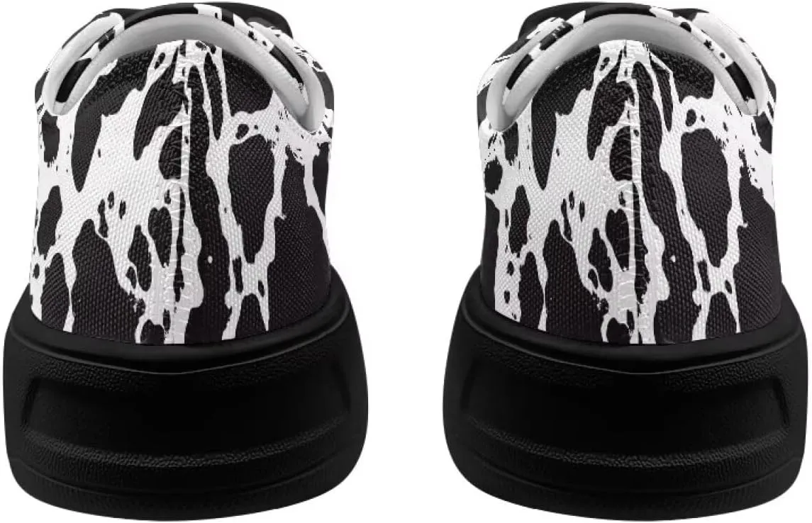 Low-Top Slip Ons Sneakers Canvas Women Black Platform Canvas Shoes Trendy Slip Ons Barefoot Shoes Fit Comfort 5.5-13.5