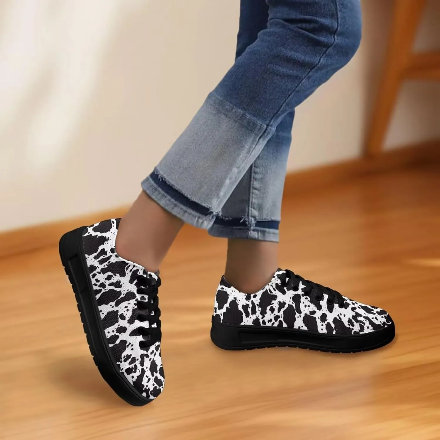 Low-Top Slip Ons Sneakers Canvas Women Black Platform Canvas Shoes Trendy Slip Ons Barefoot Shoes Fit Comfort 5.5-13.5