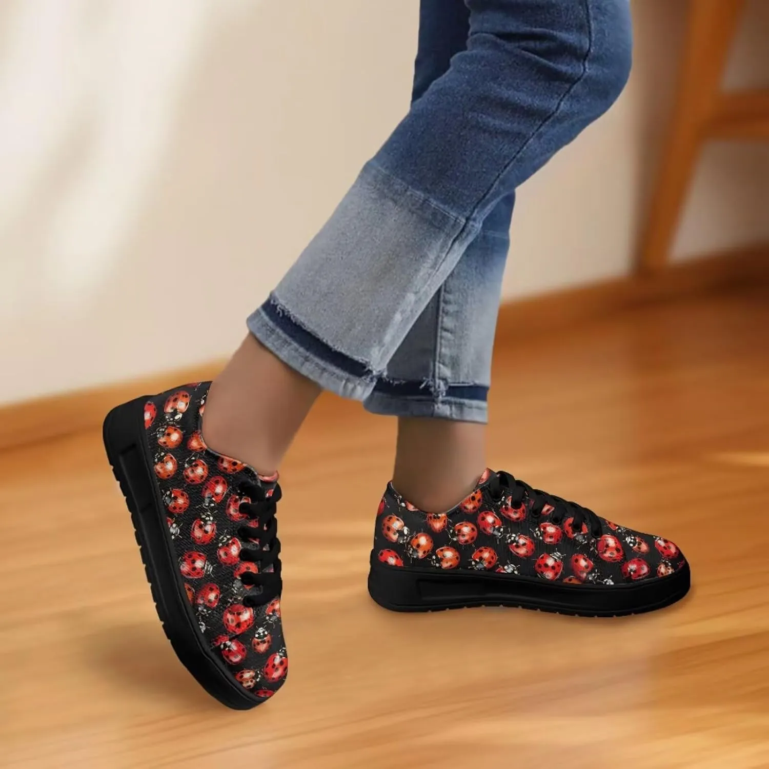Low-Top Slip Ons Sneakers Canvas Women Black Platform Canvas Shoes Trendy Slip Ons Barefoot Shoes Fit Comfort 5.5-13.5