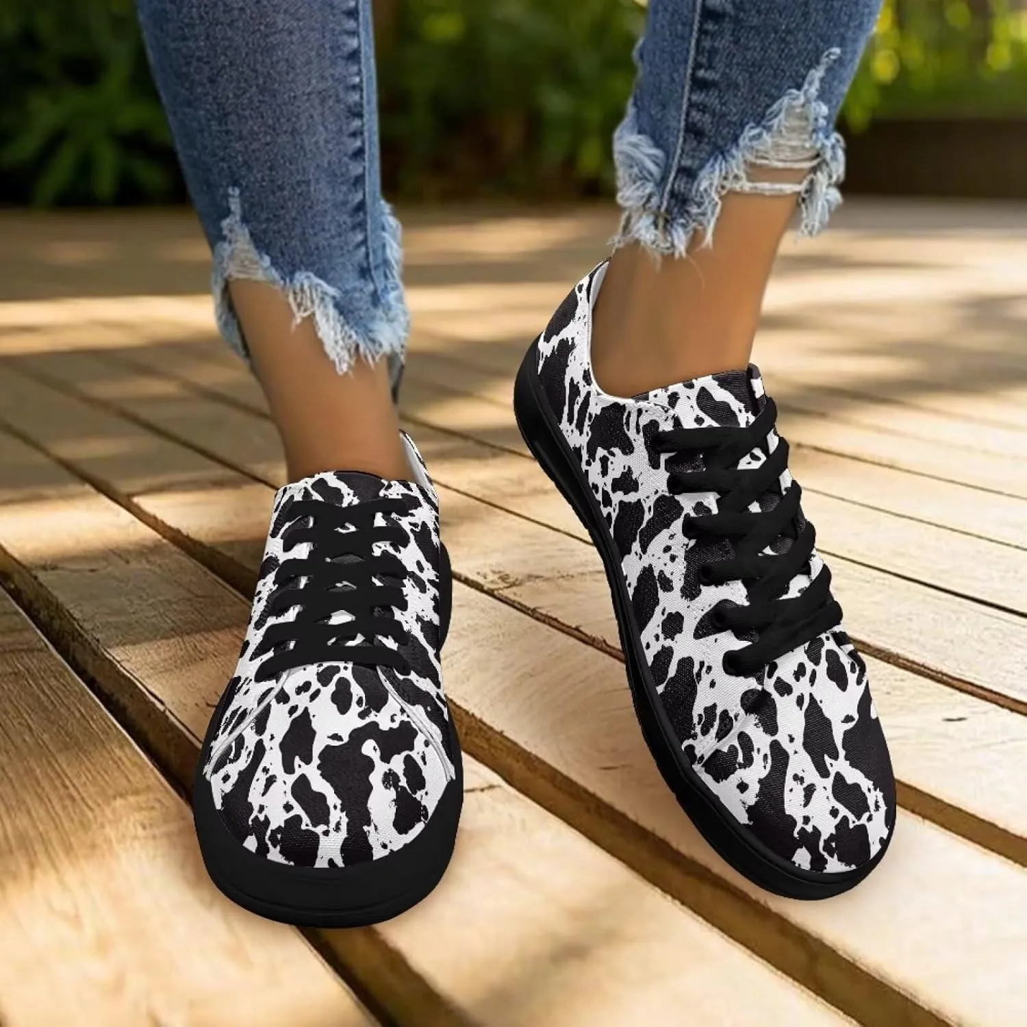 Low-Top Slip Ons Sneakers Canvas Women Black Platform Canvas Shoes Trendy Slip Ons Barefoot Shoes Fit Comfort 5.5-13.5
