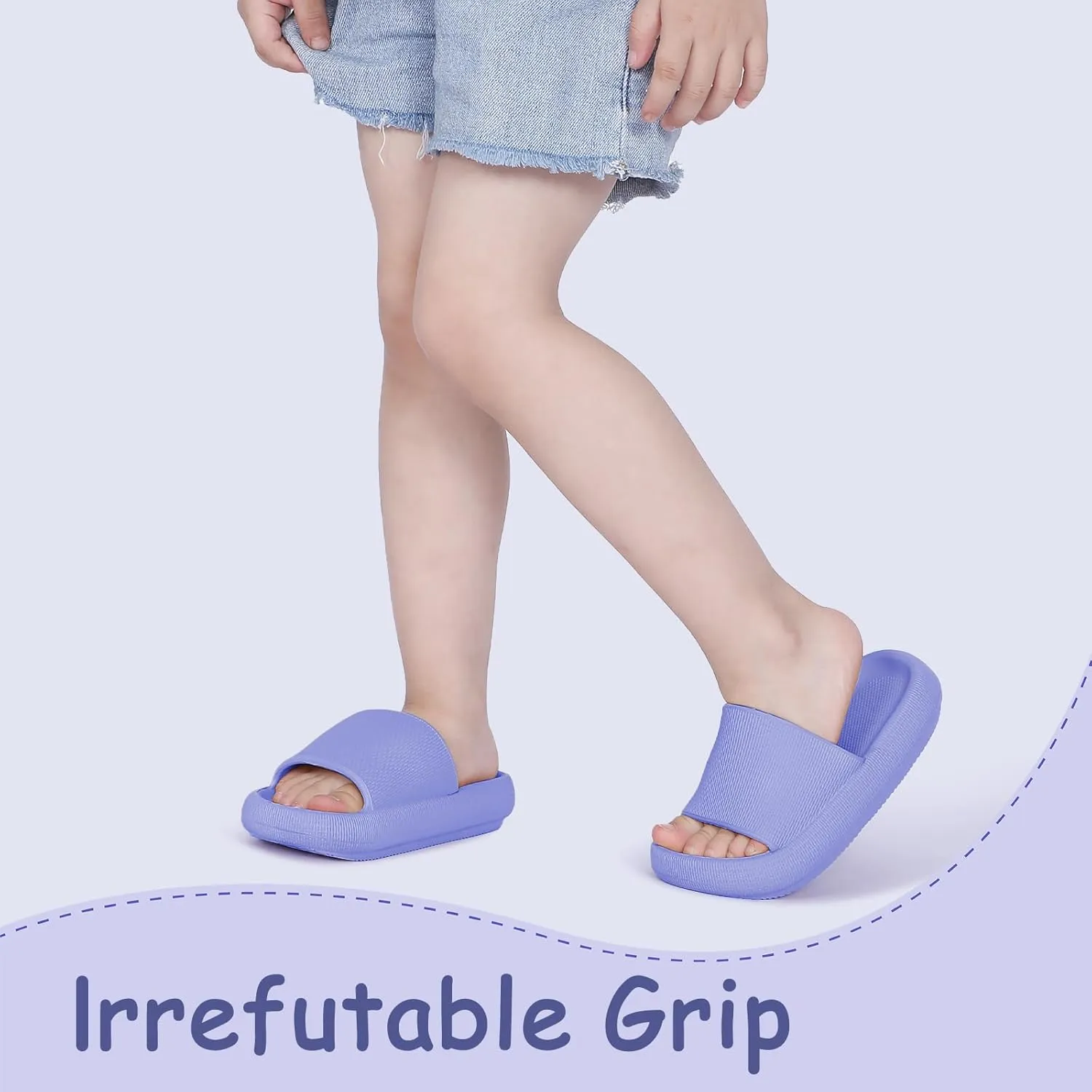 Menore Cloud Slides for Kids Shower Beach Slippers Boys Girls Bathroom Thick Sole Pillow Slippers Summer Non-Slip Pool Sandals