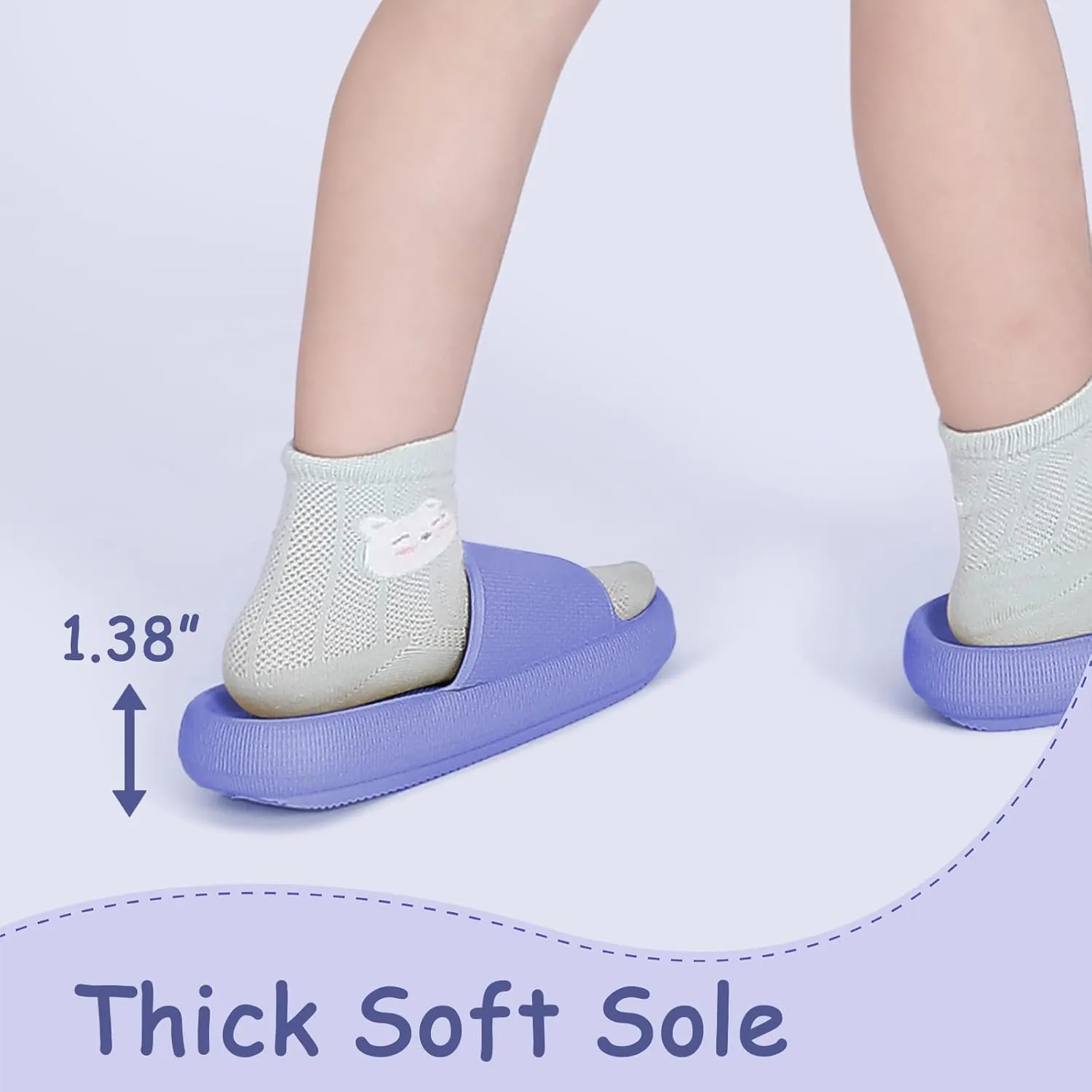 Menore Cloud Slides for Kids Shower Beach Slippers Boys Girls Bathroom Thick Sole Pillow Slippers Summer Non-Slip Pool Sandals