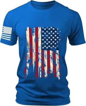 Mens 4Th of July Shirt Short Sleeve Slim Fit Cotton USA Patriotic T Shirts Comfy Casual Summer Graphic American Flag Shirts