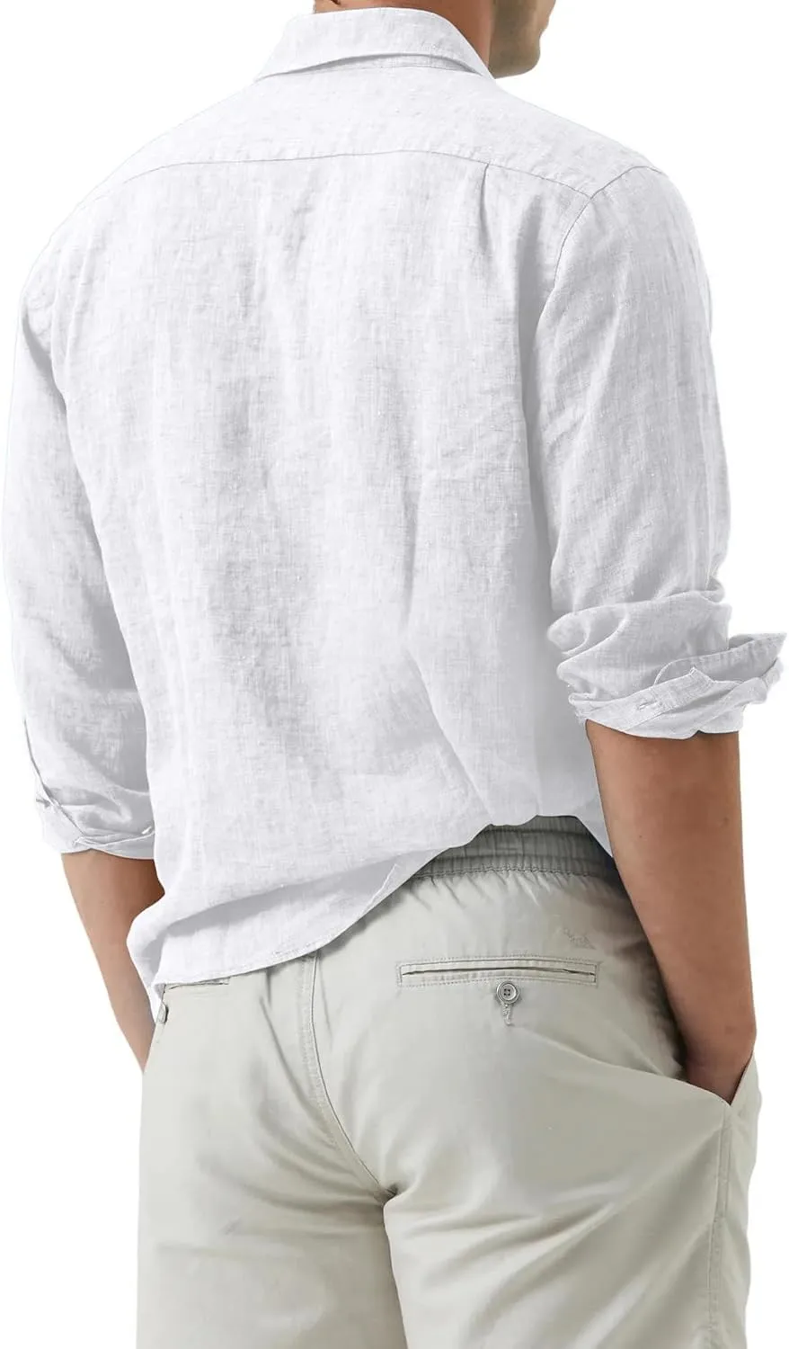 Men's Dress Long Sleeve Button Down Shirt Casual Beach Untuck Wrinkle Free Shirt