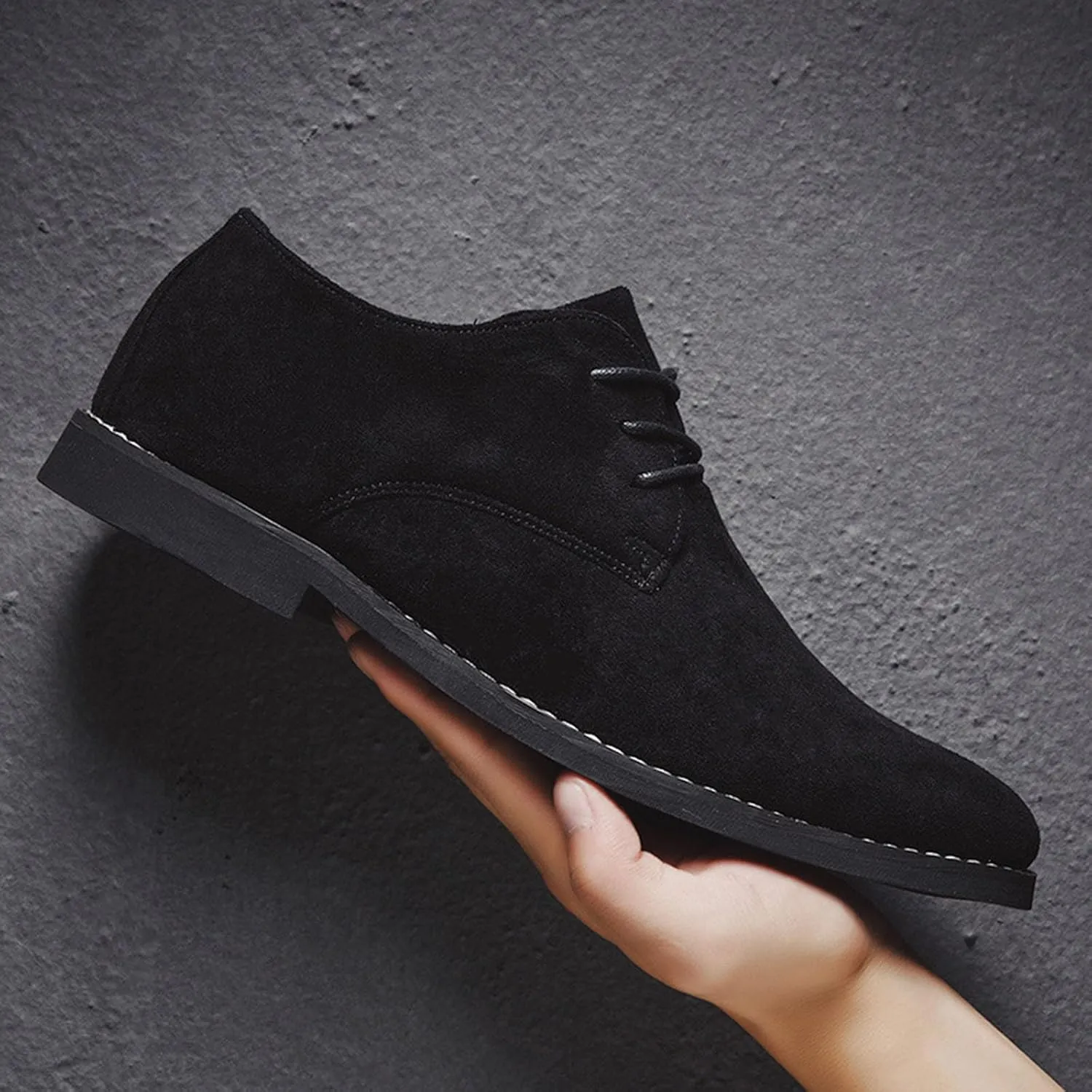Men's Fashion British Style Suede Pointed Oxford Shoes Business Casual Comfortable Non-Slip Classic Dress Shoes