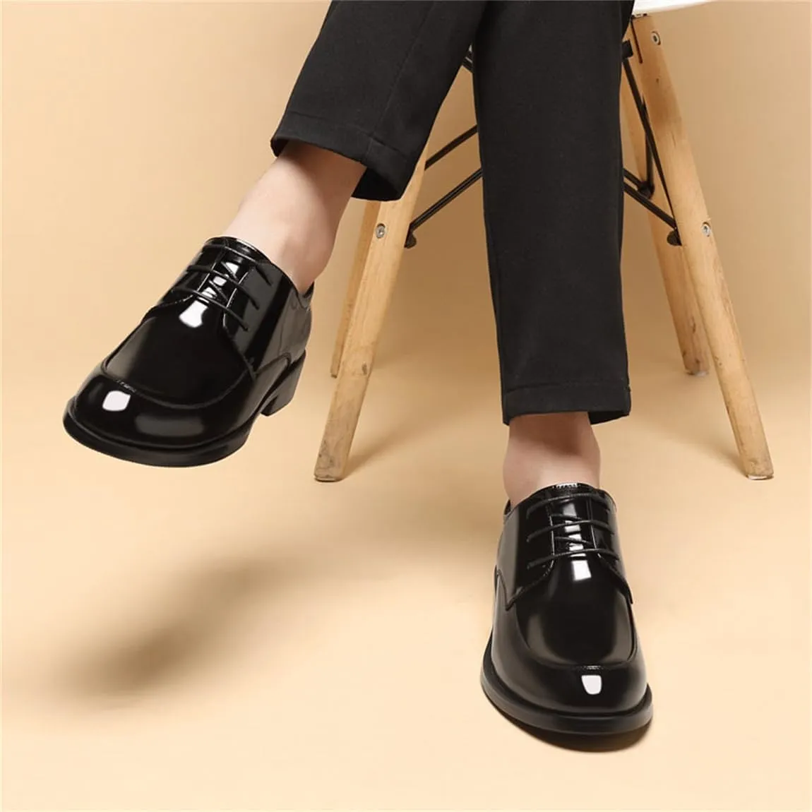 Mens Invisible Height Increasing Shoe Fashion Wedding Dress Shoes Leather Office Wedding Business Oxford for Gentlemen
