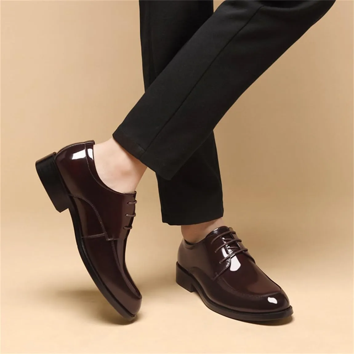 Mens Invisible Height Increasing Shoe Fashion Wedding Dress Shoes Leather Office Wedding Business Oxford for Gentlemen