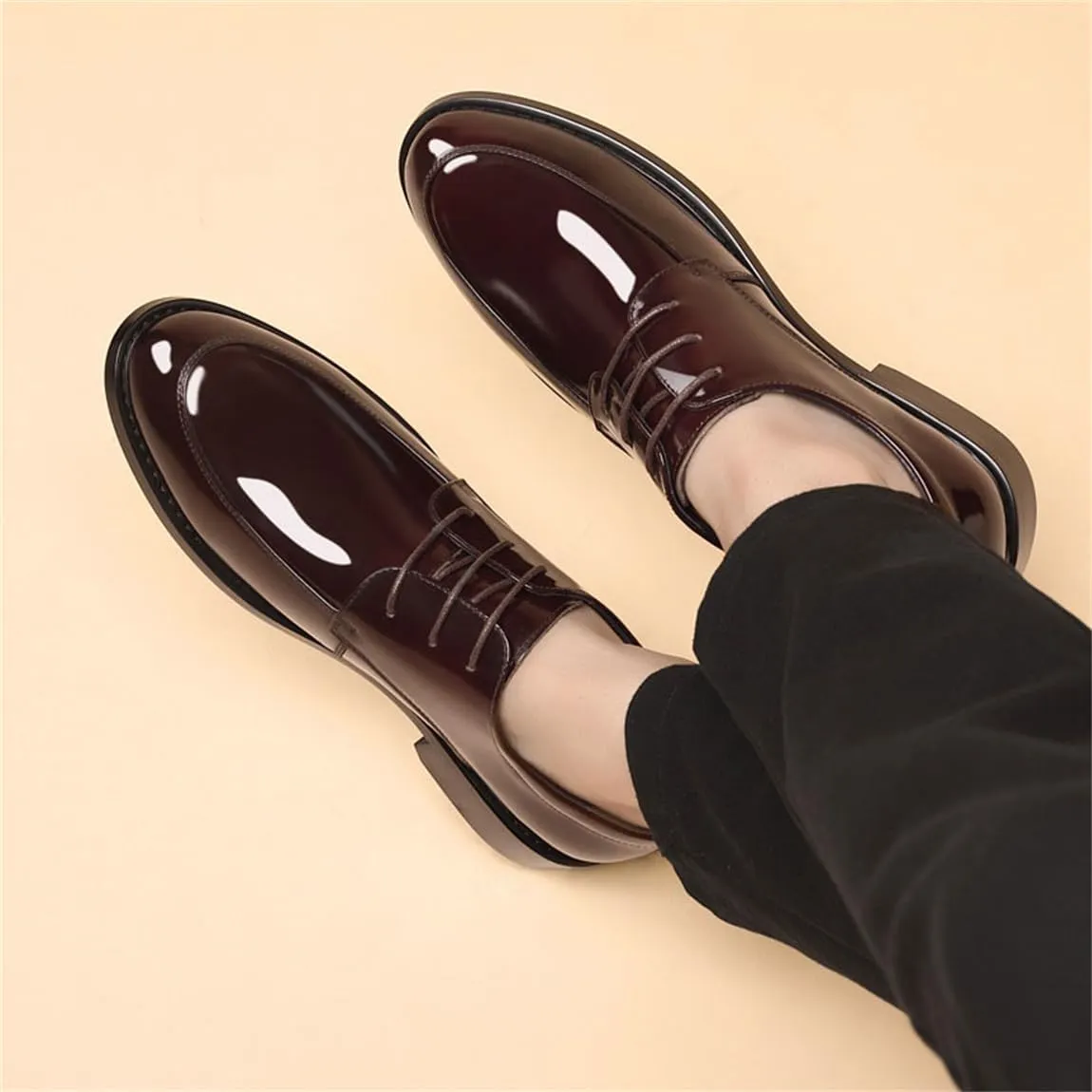 Mens Invisible Height Increasing Shoe Fashion Wedding Dress Shoes Leather Office Wedding Business Oxford for Gentlemen