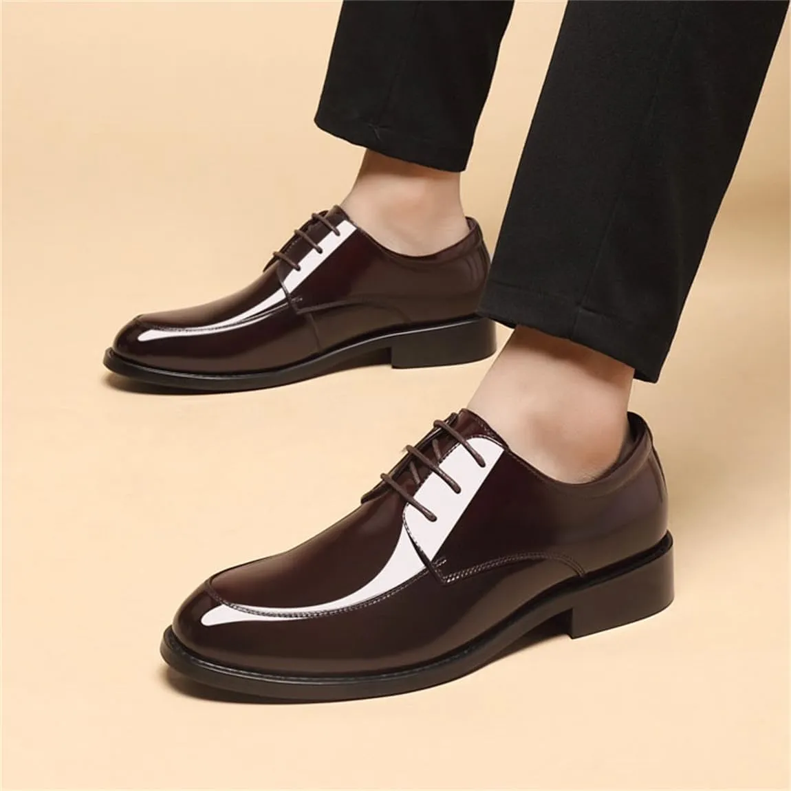 Mens Invisible Height Increasing Shoe Fashion Wedding Dress Shoes Leather Office Wedding Business Oxford for Gentlemen