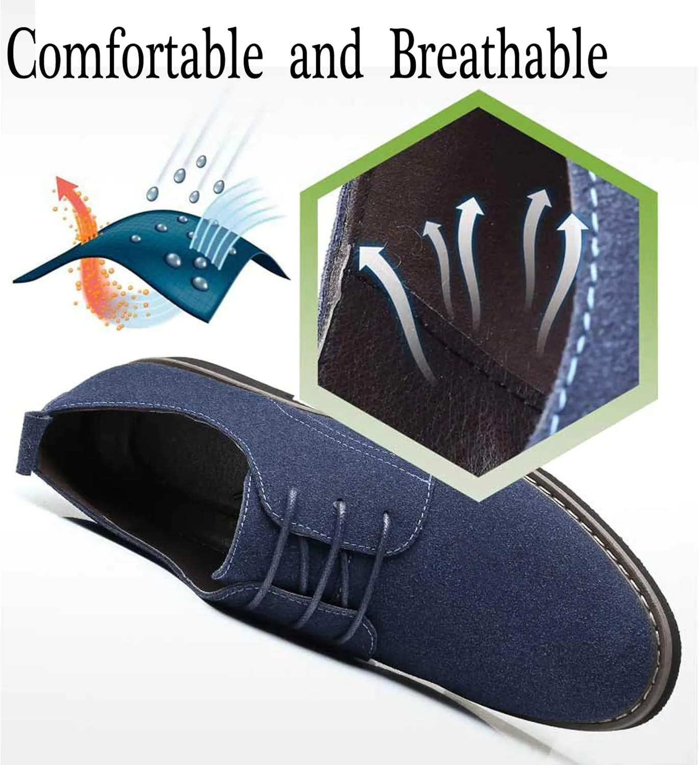 Men's Oxford Dress Shoes Classic Lace Up Casual Suede Leather Low-Top British Business Breathable Formal