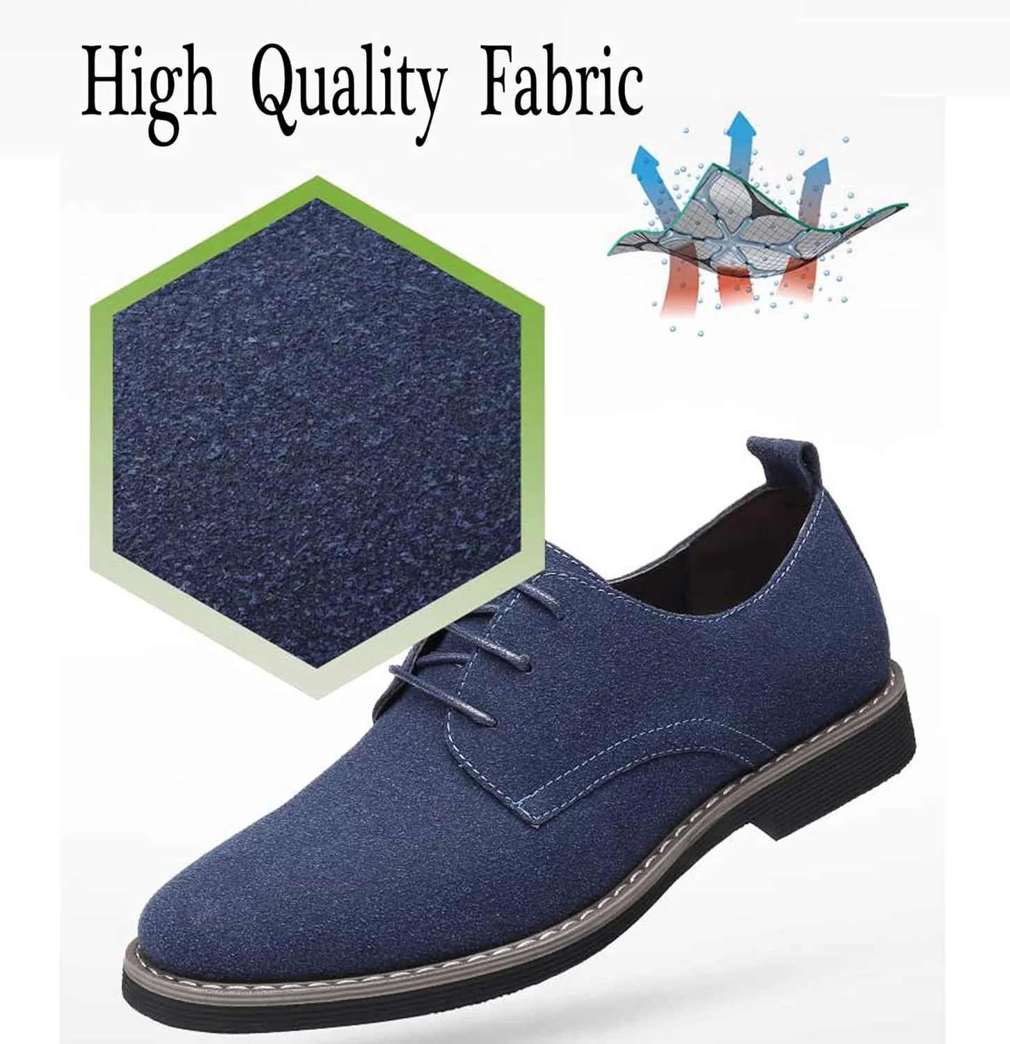 Men's Oxford Dress Shoes Classic Lace Up Casual Suede Leather Low-Top British Business Breathable Formal