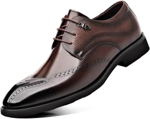 Mens Oxford Men's Leather Lace Up Classic Dress Shoes Fashion Luxury Crocodile Printed Pointed-Toe Oxfords Shoes for Men Comfortable Non Slip Business Formal Wedding Formal Shoes Dress Shoes