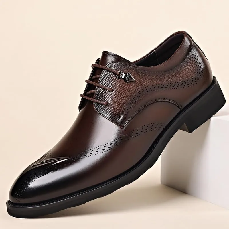 Mens Oxford Men's Leather Lace Up Classic Dress Shoes Fashion Luxury Crocodile Printed Pointed-Toe Oxfords Shoes for Men Comfortable Non Slip Business Formal Wedding Formal Shoes Dress Shoes