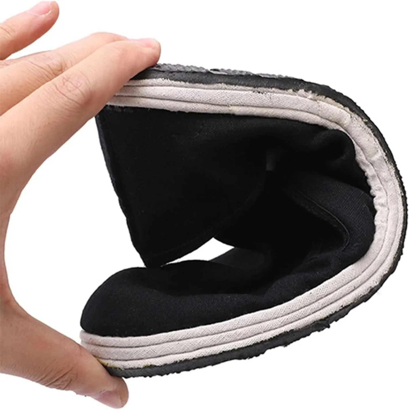 Men's Wide Slip-On Shoes Chinese Martial Arts Tai-Chi Old Beijing Kung Fu Canvas Flat Shoes, Soft Breathable Aesthetics Rubber Soled Slippers, Have A History of Thousands of Years