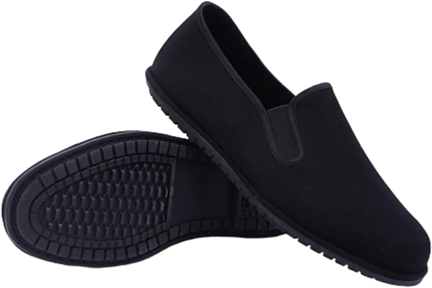 Men's Wide Slip-On Shoes Chinese Martial Arts Tai-Chi Old Beijing Kung Fu Canvas Flat Shoes, Soft Breathable Aesthetics Rubber Soled Slippers, Have A History of Thousands of Years