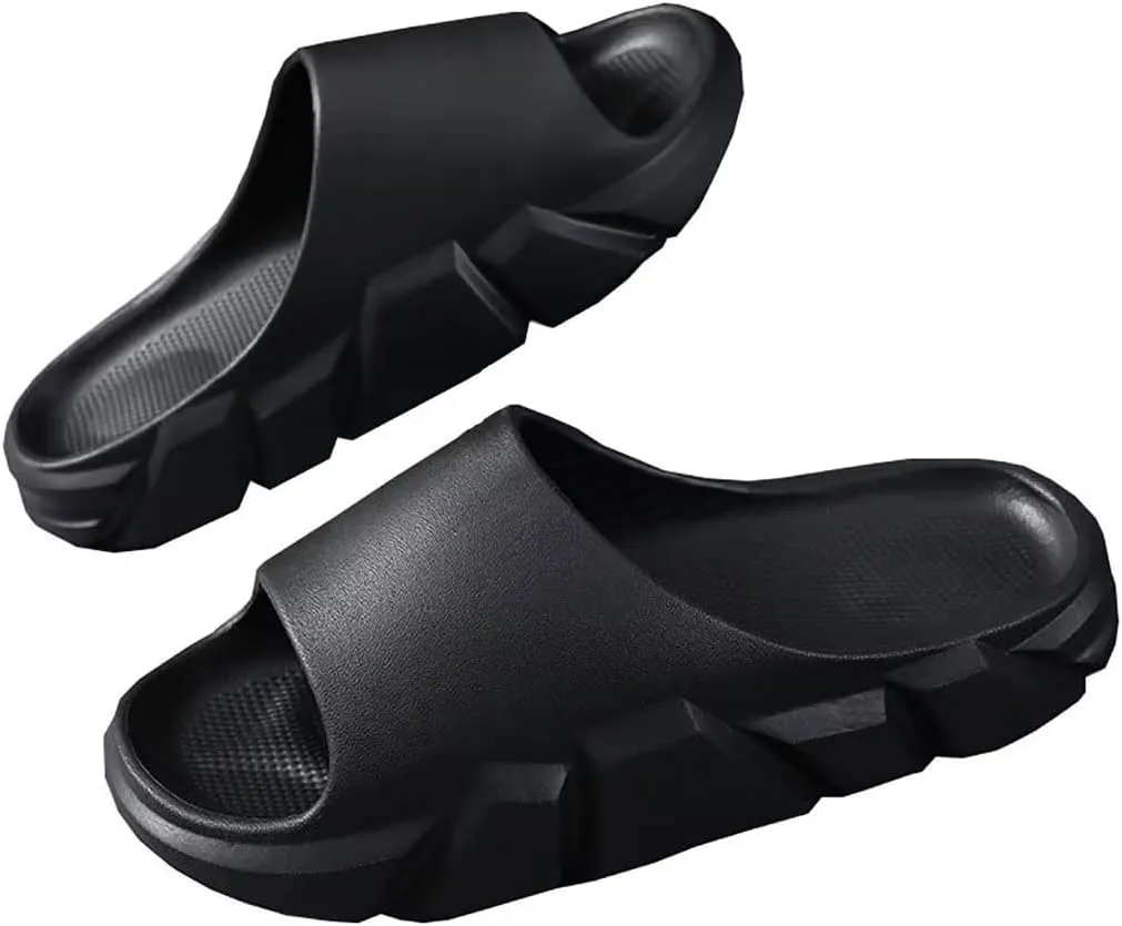 Men's Women's Flame Cloud Slide Slippers Slip Resistant Thick Bottom Massage Shower Spa Slippers Open Toe Cuddle Sandals Fitness Home Shoes