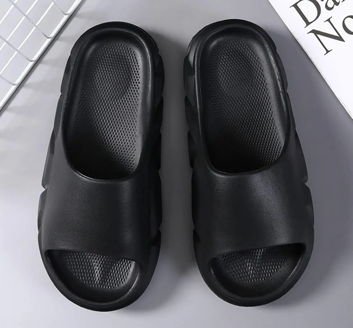 Men's Women's Flame Cloud Slide Slippers Slip Resistant Thick Bottom Massage Shower Spa Slippers Open Toe Cuddle Sandals Fitness Home Shoes