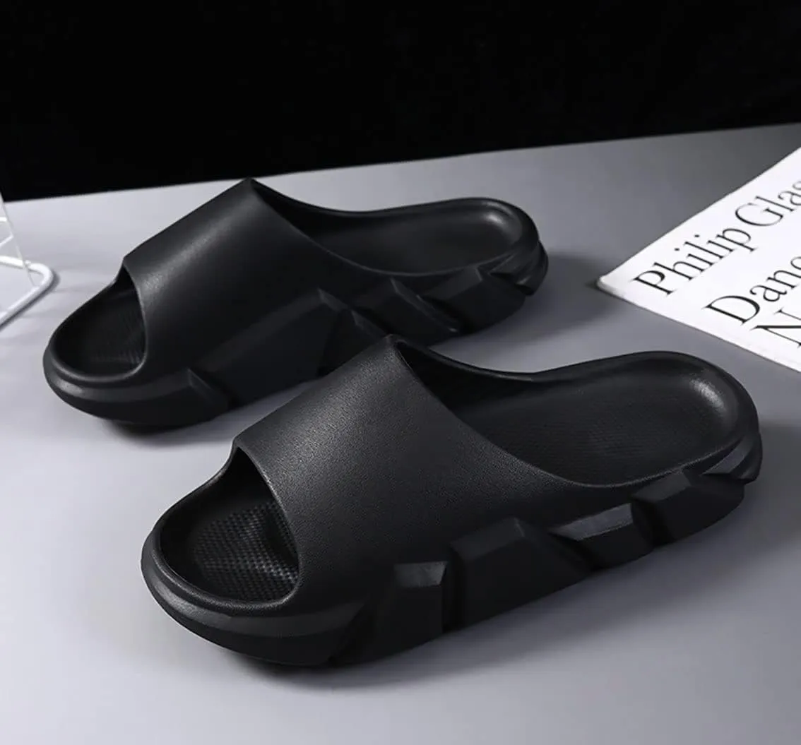 Men's Women's Flame Cloud Slide Slippers Slip Resistant Thick Bottom Massage Shower Spa Slippers Open Toe Cuddle Sandals Fitness Home Shoes