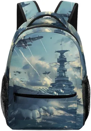 Military USS Enterprise Yorktown-Class Battleship Travel Backpack for Men Women Lightweight Computer Laptop Bag Casual Daypack