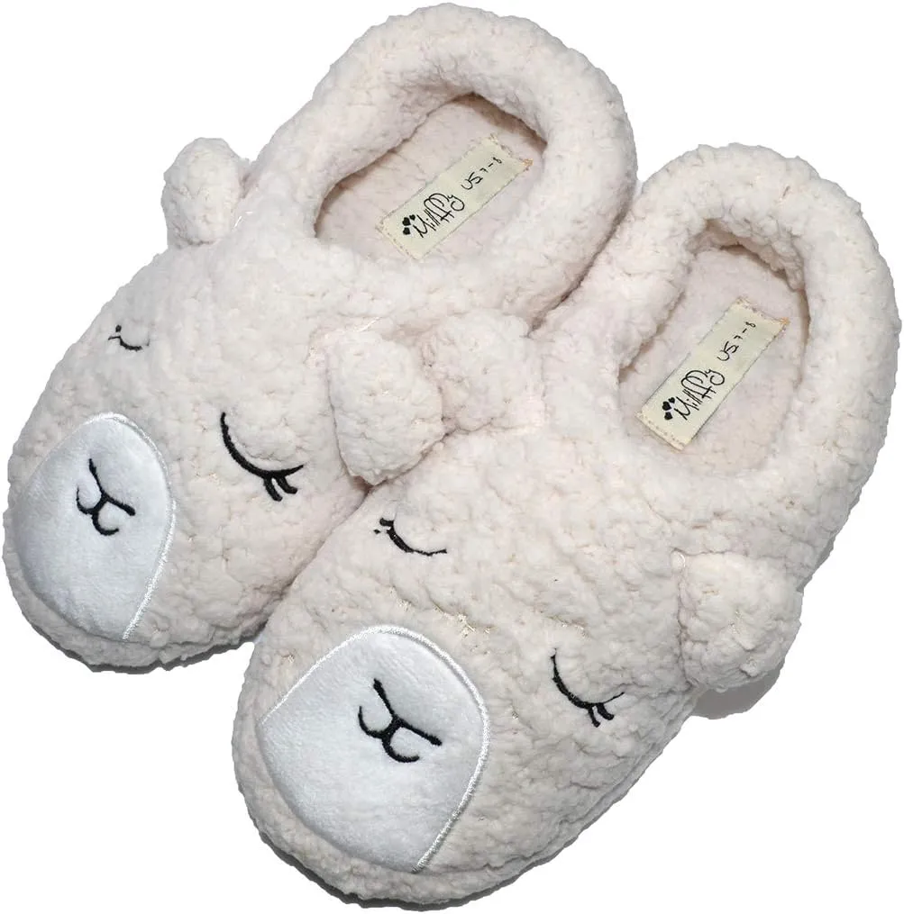 Millffy Womens Cute Cartoon Animal Soft Warm Plush Fuzzy Bear Slippers Winter House Shoes Lamb Slippers Sneakers