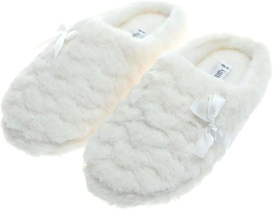 Millffy Womens Mens Indoor Slippers Winter Warm Fuzzy Plush Fur Anti-Slip House Bedroom Slippers