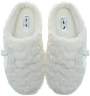 Millffy Womens Mens Indoor Slippers Winter Warm Fuzzy Plush Fur Anti-Slip House Bedroom Slippers