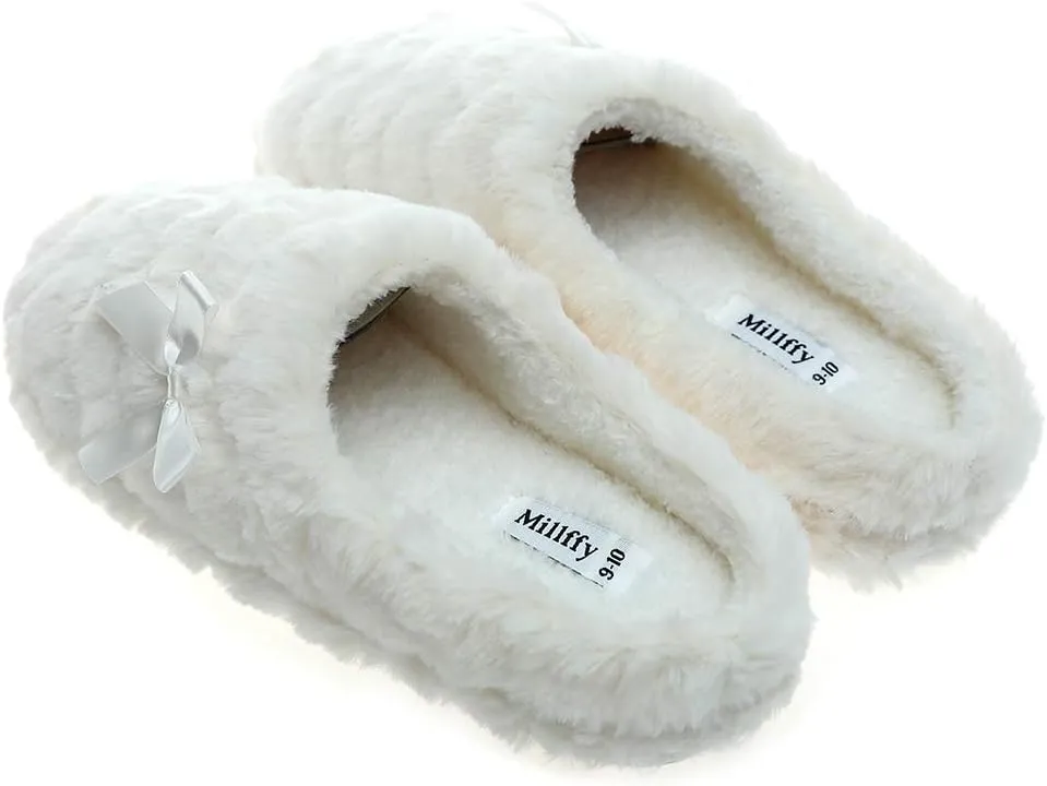 Millffy Womens Mens Indoor Slippers Winter Warm Fuzzy Plush Fur Anti-Slip House Bedroom Slippers