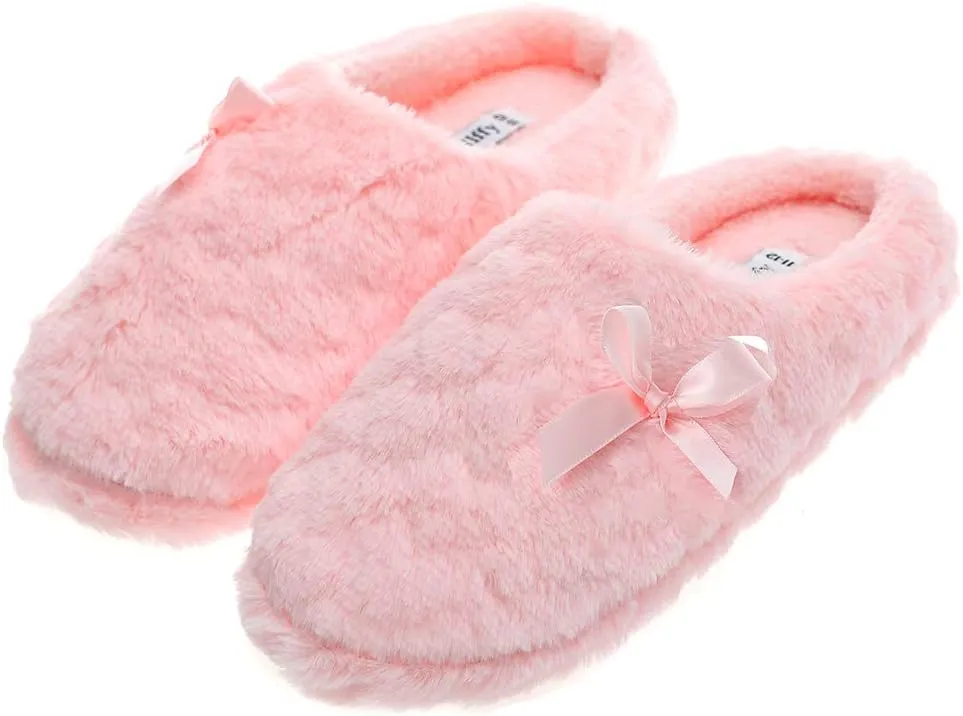Millffy Womens Mens Indoor Slippers Winter Warm Fuzzy Plush Fur Anti-Slip House Bedroom Slippers