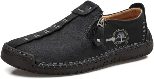 Minishion Anti Slip Shoes Men Zip Stitched Casual Slip ons 2102#