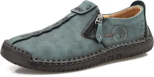 Minishion Anti Slip Shoes Men Zip Stitched Casual Slip ons 2102#