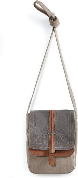 Mona B. Rowen Upcycled Canvas Shoulder Bag and Oakley Crossbody with Vegan Leather Trim (Oakley-Crossbody Mineral)