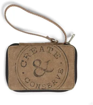 Mona B. Vintage Recycled Upcycled Canvas Create And Conserve with Vegan Leather Trim (Create and Conserve) (Wallet)