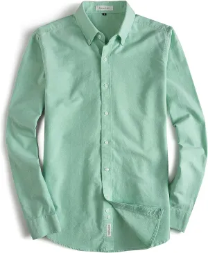 MUSE FATH Men's Oxford Dress Shirt-Cotton Casual Regular Fit Long Sleeve Shirt