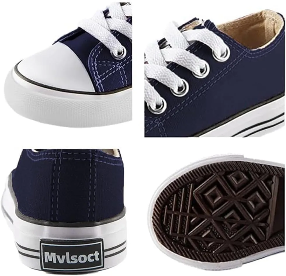 Mvlsoct Boys and Girl Low Top Canvas Kids Lace up Sneakers