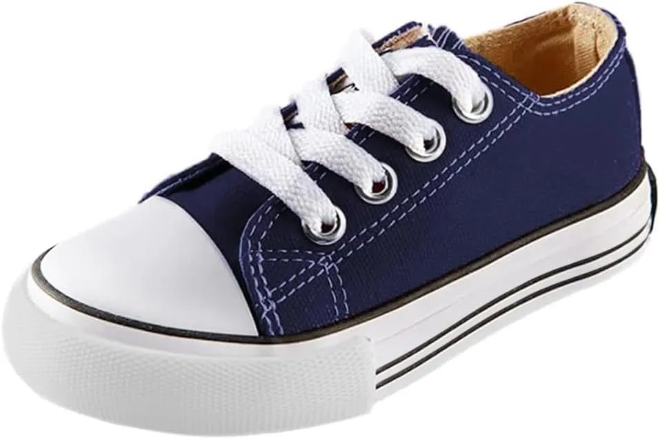 Mvlsoct Boys and Girl Low Top Canvas Kids Lace up Sneakers