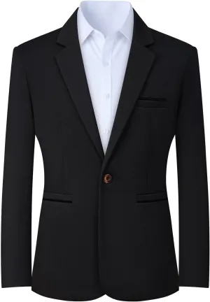 Mylldey Knit Blazer Men Business One Button Suit Jacket Regular fit Casual Sport Coat Mens Blazer