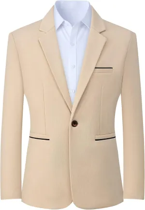 Mylldey Knit Blazer Men Business One Button Suit Jacket Regular fit Casual Sport Coat Mens Blazer
