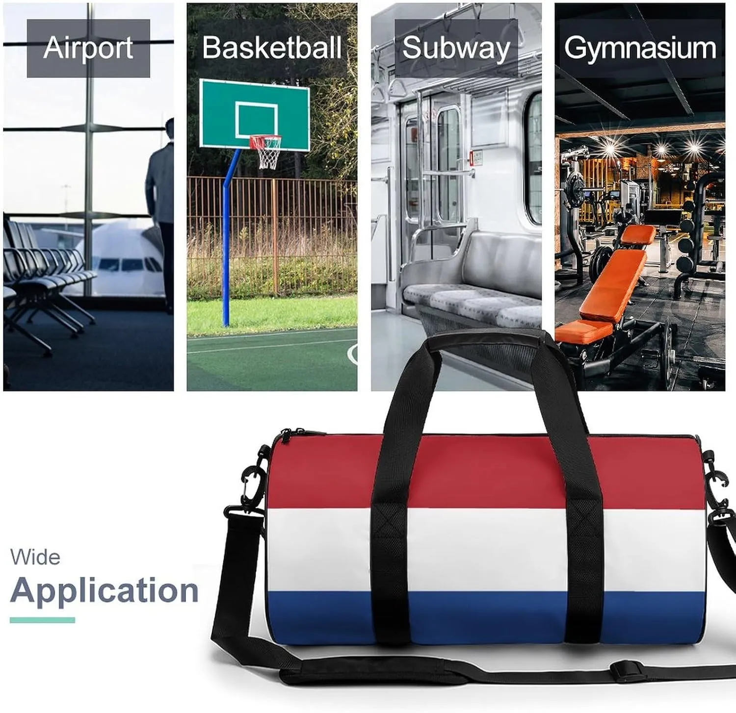 Netherlands Flag Large Capacity Sports Duffel Bag for Gym Travel Weekend for Men Women
