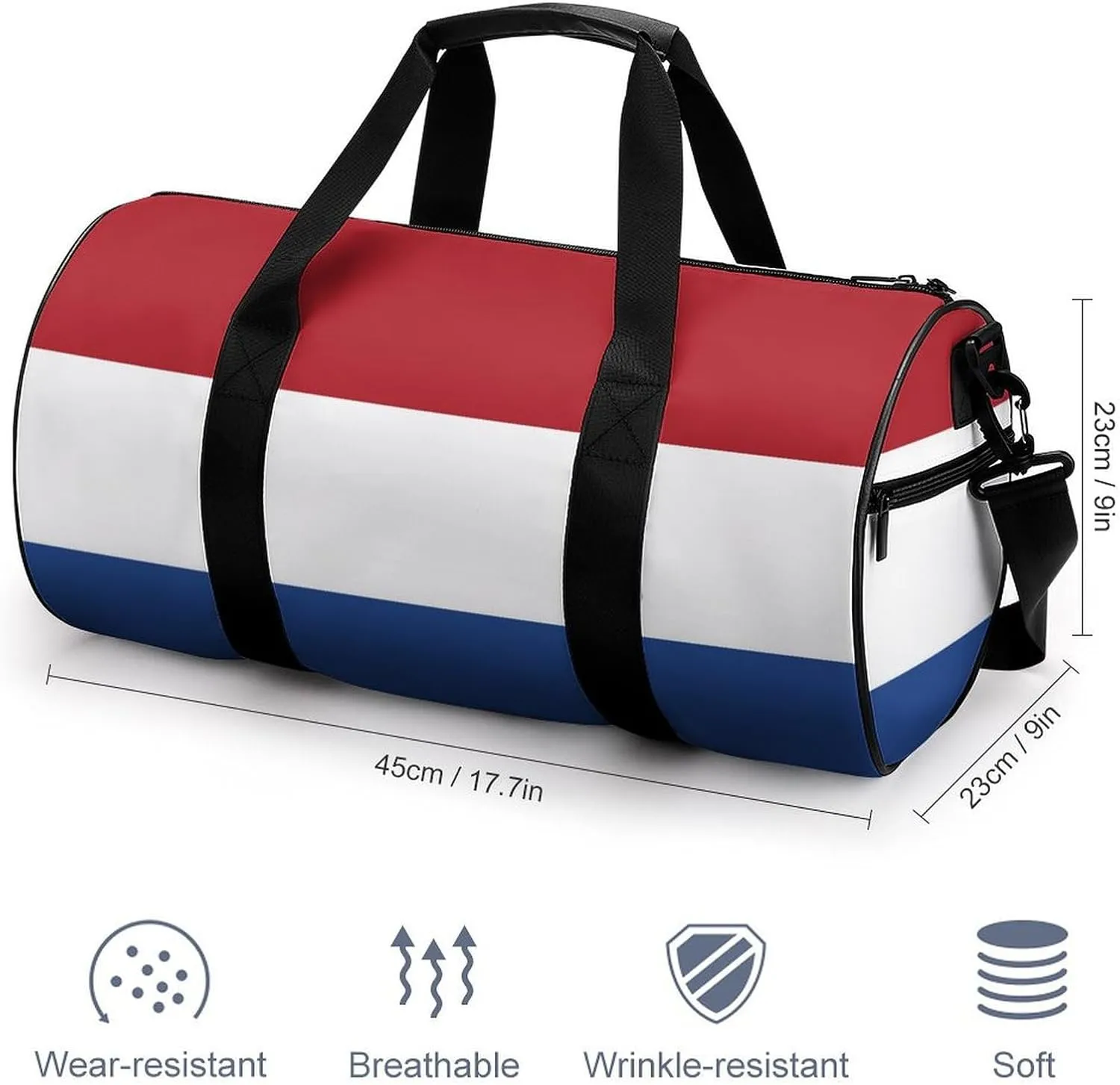 Netherlands Flag Large Capacity Sports Duffel Bag for Gym Travel Weekend for Men Women