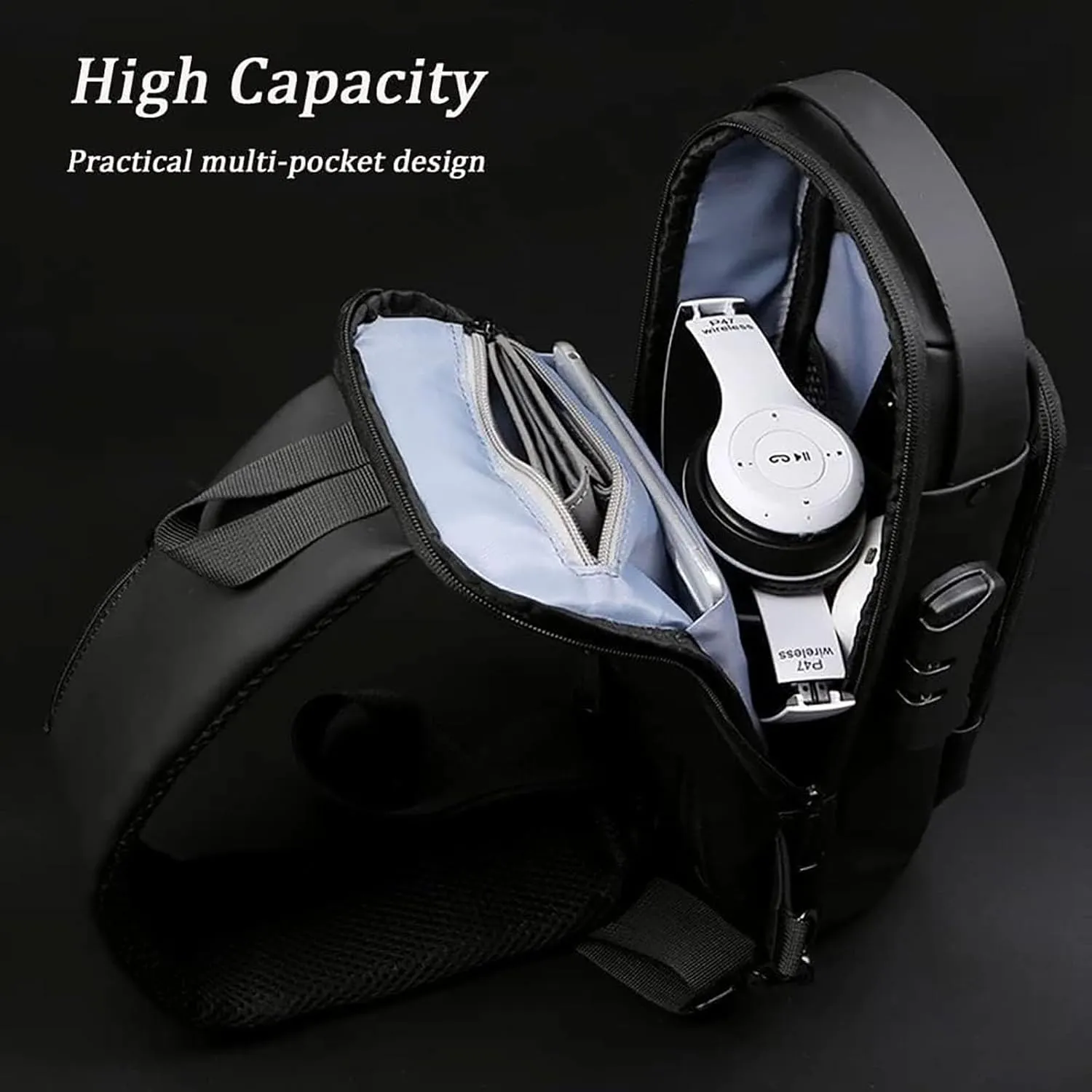 New Carbon Fiber Streamline Anti-Theft Sling Bag, Usb Charging Sport Sling, Waterproof Shoulder Backpack (Camouflage)