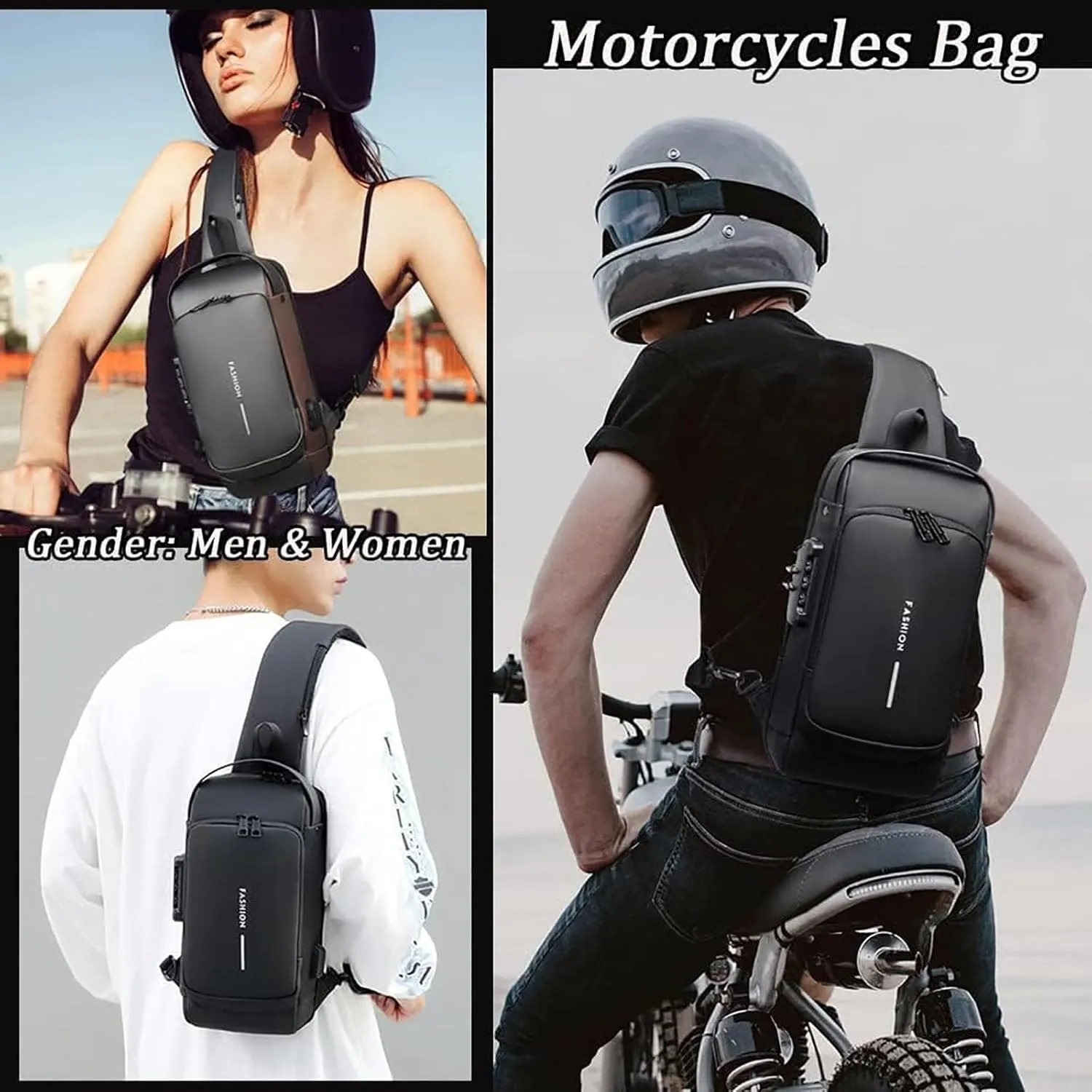 New Carbon Fiber Streamline Anti-Theft Sling Bag, Usb Charging Sport Sling, Waterproof Shoulder Backpack (Camouflage)