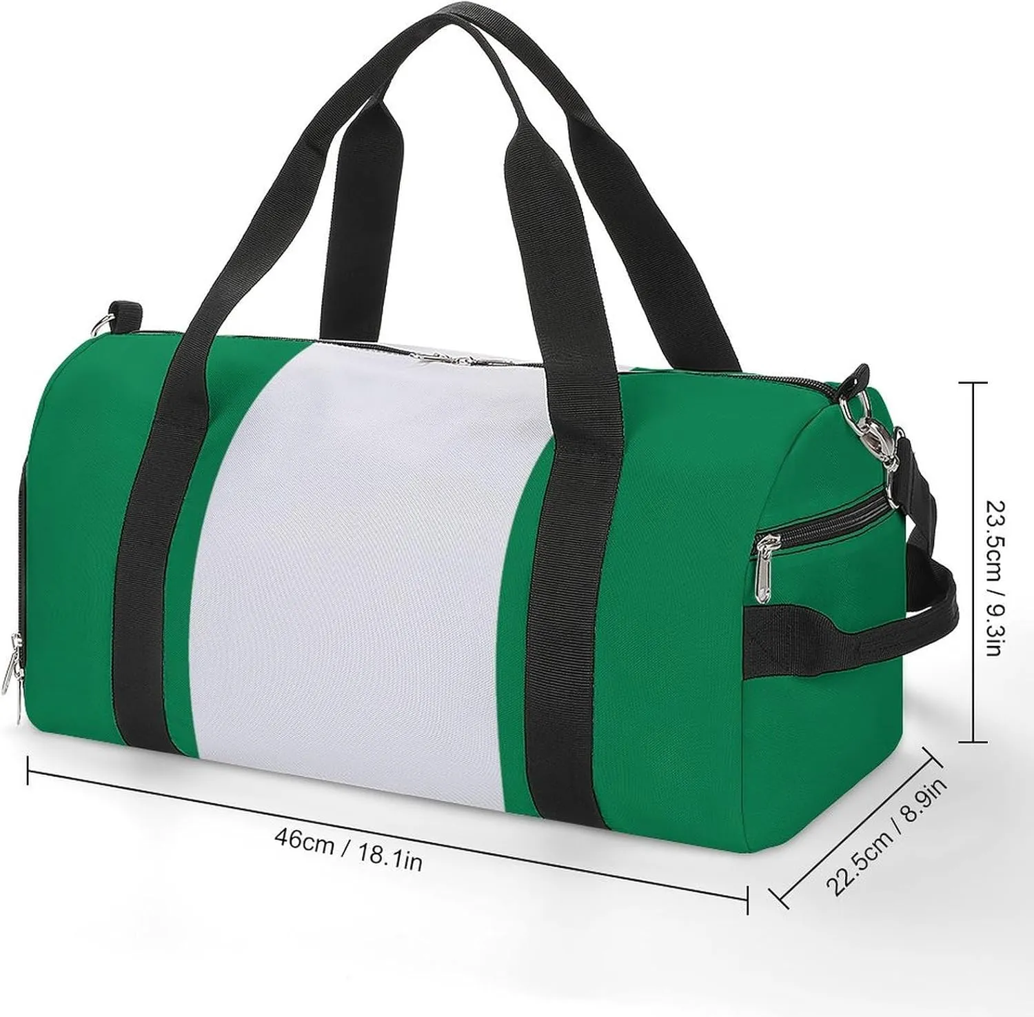 Nigeria Flag Gym Bag for Boys Girls with Shoe Compartment Travel Overnight