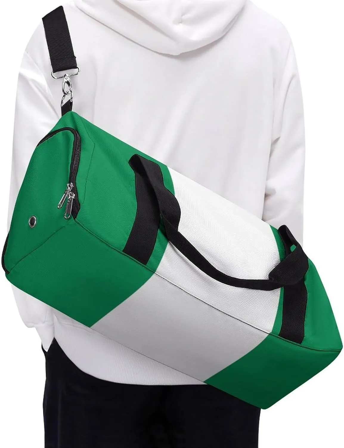 Nigeria Flag Gym Bag for Boys Girls with Shoe Compartment Travel Overnight