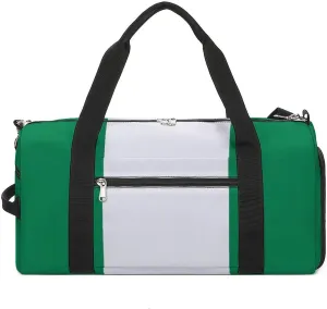 Nigeria Flag Gym Bag for Boys Girls with Shoe Compartment Travel Overnight